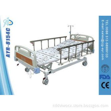 Four Cranks Cold Rolled Steel Manual Hospital Bed With Side